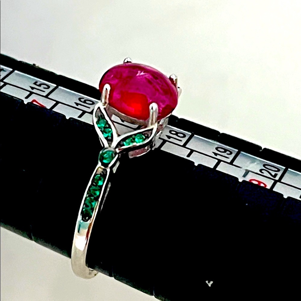 1.25ct Ruby Emerald 14KGP Ring - Picture 6 of 6